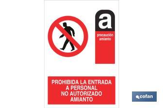 Proibida a entrada "Amianto". O desenho do sinal pode variar, mas em nenhum caso o seu significado será alterado. - Cofan