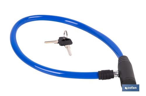 Antivol Vélo à Câble Acier 60 Cm – Serrure à Clé, Robuste, Revêtement Polyester Anti-rayures, Bleu, Léger