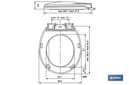 Abattant WC Dimensions 40,4 x 35,6 cm Fabriqué en